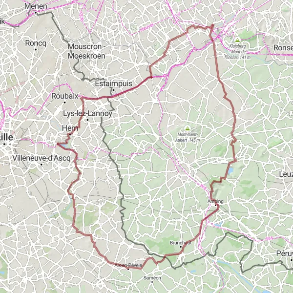 Miniature de la carte de l'inspiration cycliste "La Route des Châteaux et des Vallées" dans la Prov. West-Vlaanderen, Belgium. Générée par le planificateur d'itinéraire cycliste Tarmacs.app