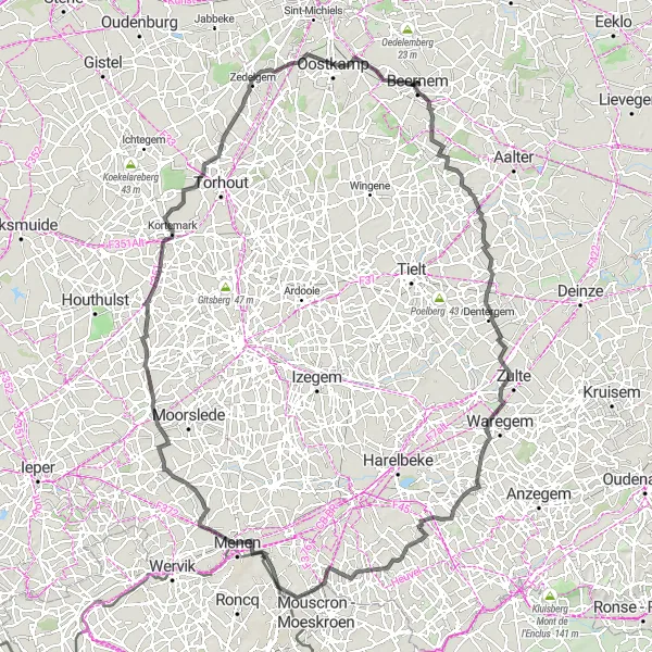 Karten-Miniaturansicht der Radinspiration "Rundfahrt um Beernem - Straßenroute" in Prov. West-Vlaanderen, Belgium. Erstellt vom Tarmacs.app-Routenplaner für Radtouren