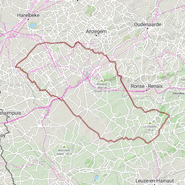 Map miniature of "Hilly Adventure" cycling inspiration in Prov. West-Vlaanderen, Belgium. Generated by Tarmacs.app cycling route planner