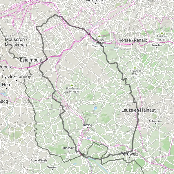 Miniatuurkaart van de fietsinspiratie "108 km Bellegem Ronde" in Prov. West-Vlaanderen, Belgium. Gemaakt door de Tarmacs.app fietsrouteplanner