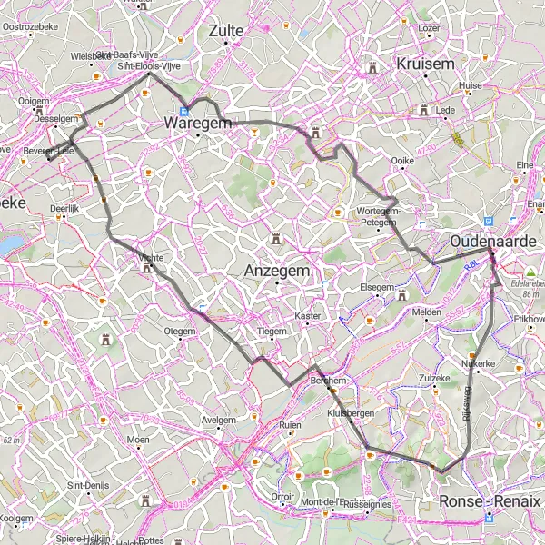 Karten-Miniaturansicht der Radinspiration "Rundfahrt um Beveren-Leie" in Prov. West-Vlaanderen, Belgium. Erstellt vom Tarmacs.app-Routenplaner für Radtouren