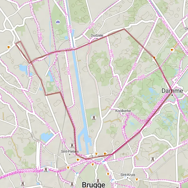 Miniatuurkaart van de fietsinspiratie "Krekenland Gravel Route" in Prov. West-Vlaanderen, Belgium. Gemaakt door de Tarmacs.app fietsrouteplanner