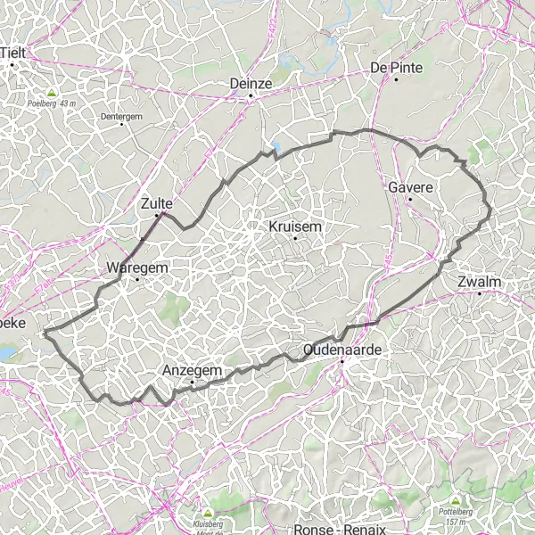 Karten-Miniaturansicht der Radinspiration "Rund um Deerlijk" in Prov. West-Vlaanderen, Belgium. Erstellt vom Tarmacs.app-Routenplaner für Radtouren