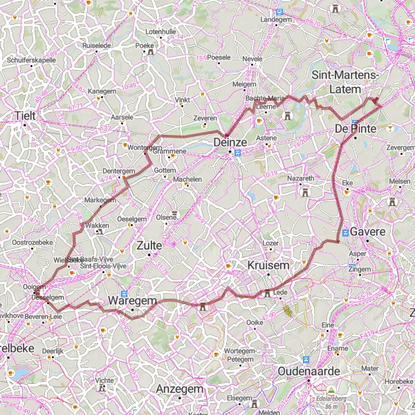 Karten-Miniaturansicht der Radinspiration "Einzigartige Leernes-Tour" in Prov. West-Vlaanderen, Belgium. Erstellt vom Tarmacs.app-Routenplaner für Radtouren