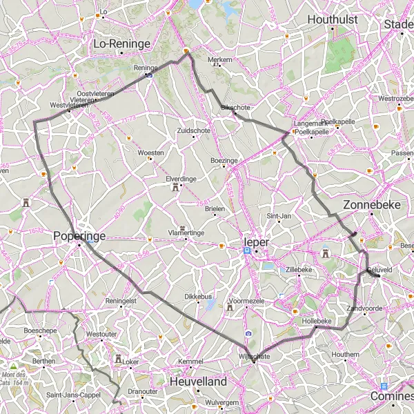 Miniatuurkaart van de fietsinspiratie "Groene Parels van West-Vlaanderen" in Prov. West-Vlaanderen, Belgium. Gemaakt door de Tarmacs.app fietsrouteplanner