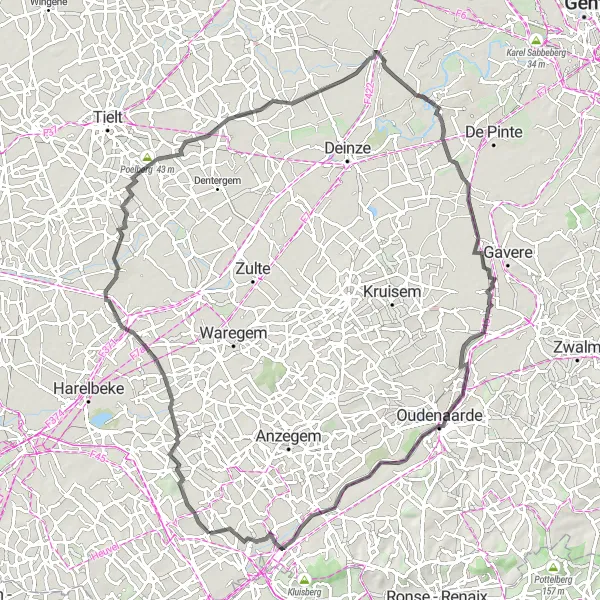 Miniatuurkaart van de fietsinspiratie "Ronde van West-Vlaanderen" in Prov. West-Vlaanderen, Belgium. Gemaakt door de Tarmacs.app fietsrouteplanner