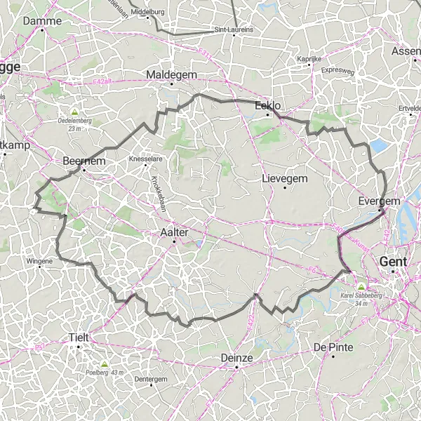 Karten-Miniaturansicht der Radinspiration "Epische Road-Tour von Beernem nach Wildenburg" in Prov. West-Vlaanderen, Belgium. Erstellt vom Tarmacs.app-Routenplaner für Radtouren