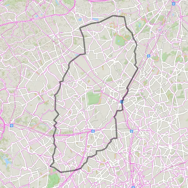 Map miniature of "Countryside Serenity" cycling inspiration in Prov. West-Vlaanderen, Belgium. Generated by Tarmacs.app cycling route planner