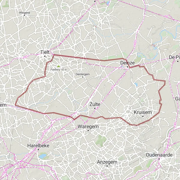 Map miniature of "Gravel Adventure" cycling inspiration in Prov. West-Vlaanderen, Belgium. Generated by Tarmacs.app cycling route planner