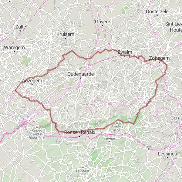 Miniatuurkaart van de fietsinspiratie "Pittoreske gravelroute in West-Vlaanderen" in Prov. West-Vlaanderen, Belgium. Gemaakt door de Tarmacs.app fietsrouteplanner