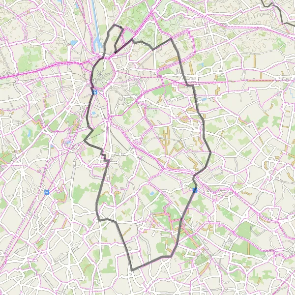 Map miniature of "Countryside Charm and Castle Treasures" cycling inspiration in Prov. West-Vlaanderen, Belgium. Generated by Tarmacs.app cycling route planner