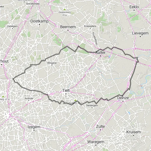 Miniature de la carte de l'inspiration cycliste "Itinéraire routier de Wildenburg à Poelberg" dans la Prov. West-Vlaanderen, Belgium. Générée par le planificateur d'itinéraire cycliste Tarmacs.app