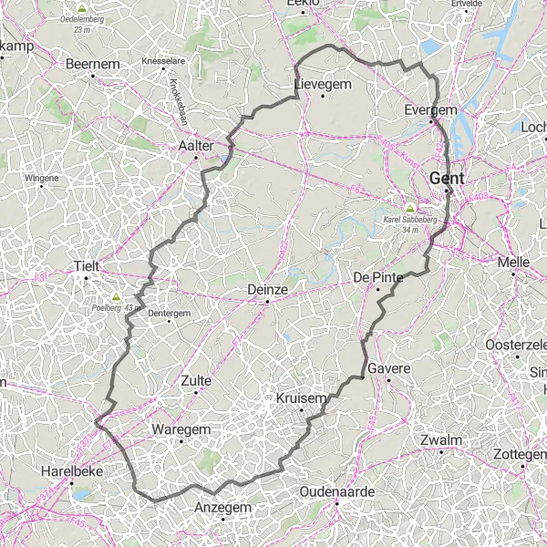 Miniatuurkaart van de fietsinspiratie "Langs historische plekken van Ooigem naar Desselgem" in Prov. West-Vlaanderen, Belgium. Gemaakt door de Tarmacs.app fietsrouteplanner