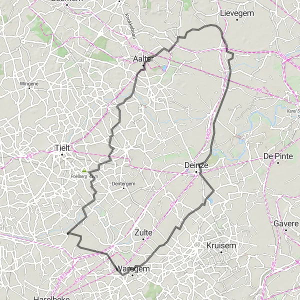 Miniature de la carte de l'inspiration cycliste "Le Tour de Flandre" dans la Prov. West-Vlaanderen, Belgium. Générée par le planificateur d'itinéraire cycliste Tarmacs.app