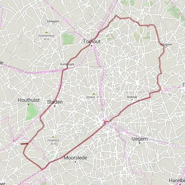 Miniatuurkaart van de fietsinspiratie "Ontdekkingstocht door West-Vlaanderen" in Prov. West-Vlaanderen, Belgium. Gemaakt door de Tarmacs.app fietsrouteplanner