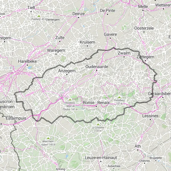 Map miniature of "The Ultimate Challenge: Climbing and Endurance" cycling inspiration in Prov. West-Vlaanderen, Belgium. Generated by Tarmacs.app cycling route planner