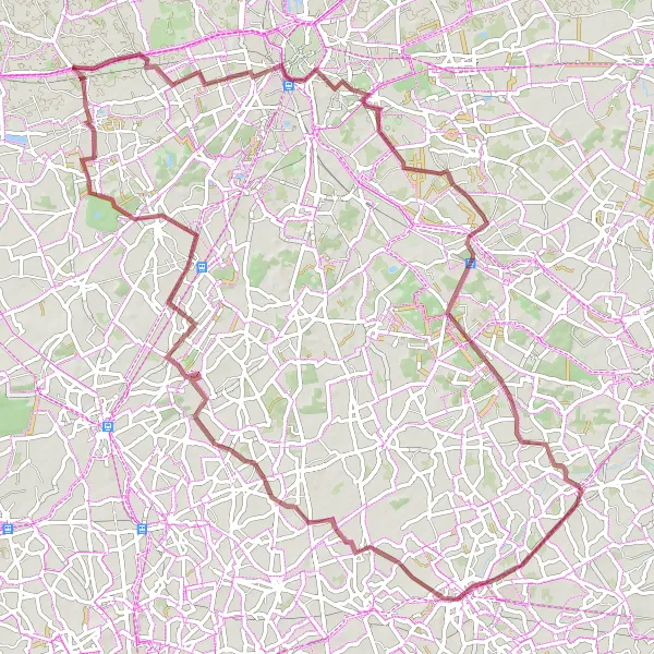 Map miniature of "Ruiselede to Doomkerke via Zwevezele and Jabbeke" cycling inspiration in Prov. West-Vlaanderen, Belgium. Generated by Tarmacs.app cycling route planner