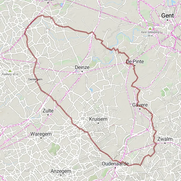 Miniatuurkaart van de fietsinspiratie "Gravelavontuur door de Vlaamse Ardennen" in Prov. West-Vlaanderen, Belgium. Gemaakt door de Tarmacs.app fietsrouteplanner