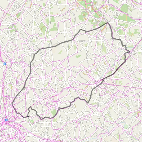 Karten-Miniaturansicht der Radinspiration "Tielt - Hille - Doomkerke" in Prov. West-Vlaanderen, Belgium. Erstellt vom Tarmacs.app-Routenplaner für Radtouren
