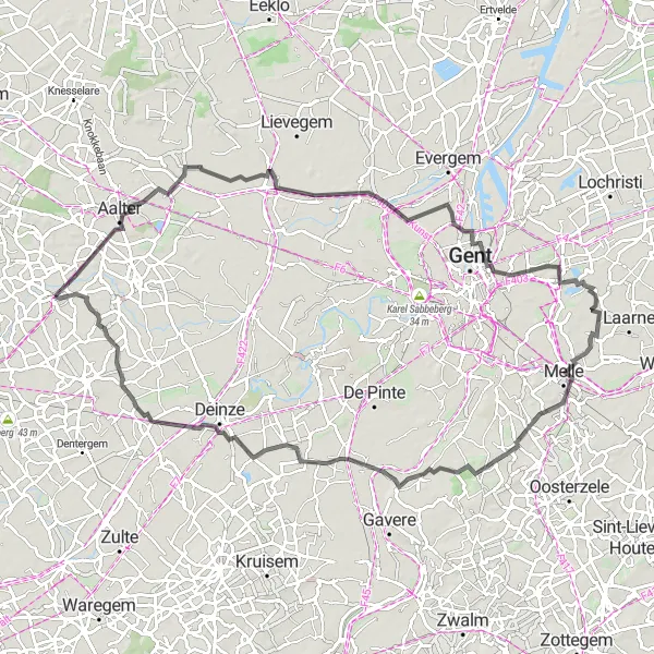 Miniatuurkaart van de fietsinspiratie "Kastelen en Groene Landschappen Tour" in Prov. West-Vlaanderen, Belgium. Gemaakt door de Tarmacs.app fietsrouteplanner