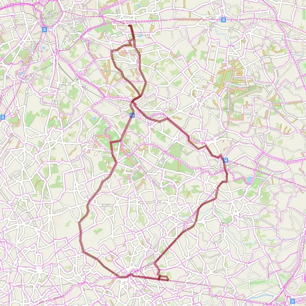 Miniatuurkaart van de fietsinspiratie "Gravelavontuur door het groene hart van België" in Prov. West-Vlaanderen, Belgium. Gemaakt door de Tarmacs.app fietsrouteplanner