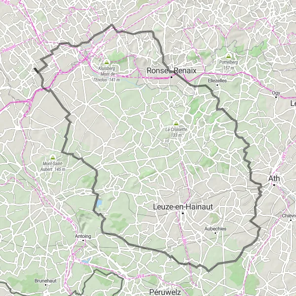Map miniature of "The Avelgem Road Loop" cycling inspiration in Prov. West-Vlaanderen, Belgium. Generated by Tarmacs.app cycling route planner