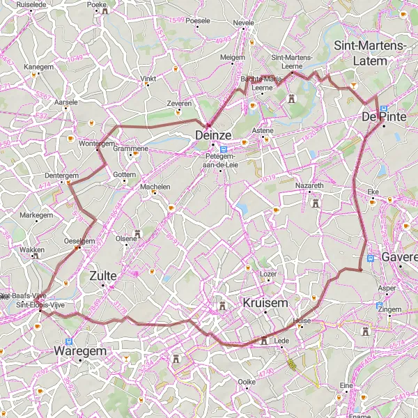 Miniature de la carte de l'inspiration cycliste "Le Chemin des Graviers" dans la Prov. West-Vlaanderen, Belgium. Générée par le planificateur d'itinéraire cycliste Tarmacs.app