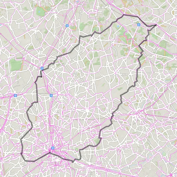 Map miniature of "Historical Road Tour" cycling inspiration in Prov. West-Vlaanderen, Belgium. Generated by Tarmacs.app cycling route planner