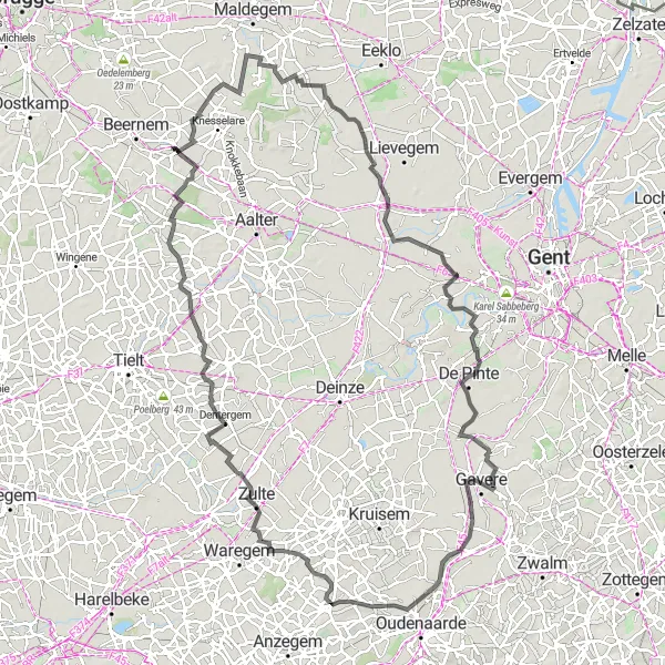 Map miniature of "West-Vlaanderen Road Adventure" cycling inspiration in Prov. West-Vlaanderen, Belgium. Generated by Tarmacs.app cycling route planner