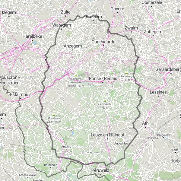 Karten-Miniaturansicht der Radinspiration "Road Trip von Waregem nach Vichte" in Prov. West-Vlaanderen, Belgium. Erstellt vom Tarmacs.app-Routenplaner für Radtouren