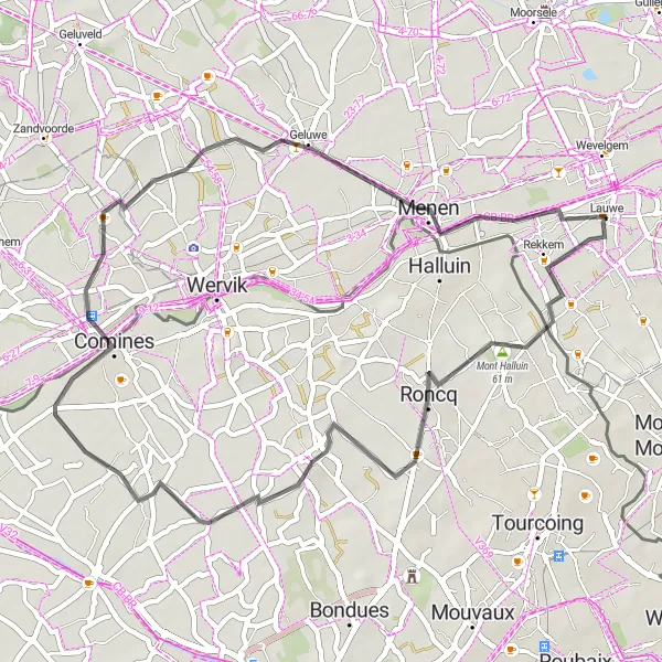 Karten-Miniaturansicht der Radinspiration "Rundradweg in West-Vlaanderen" in Prov. West-Vlaanderen, Belgium. Erstellt vom Tarmacs.app-Routenplaner für Radtouren