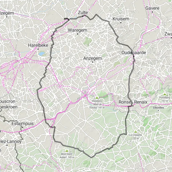 Map miniature of "Heart of West-Vlaanderen" cycling inspiration in Prov. West-Vlaanderen, Belgium. Generated by Tarmacs.app cycling route planner