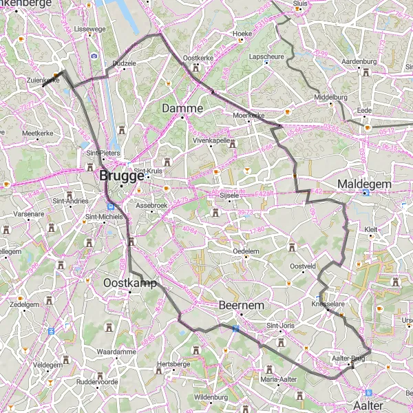 Karten-Miniaturansicht der Radinspiration "Rundfahrt von Zuienkerke nach Oostkerke" in Prov. West-Vlaanderen, Belgium. Erstellt vom Tarmacs.app-Routenplaner für Radtouren