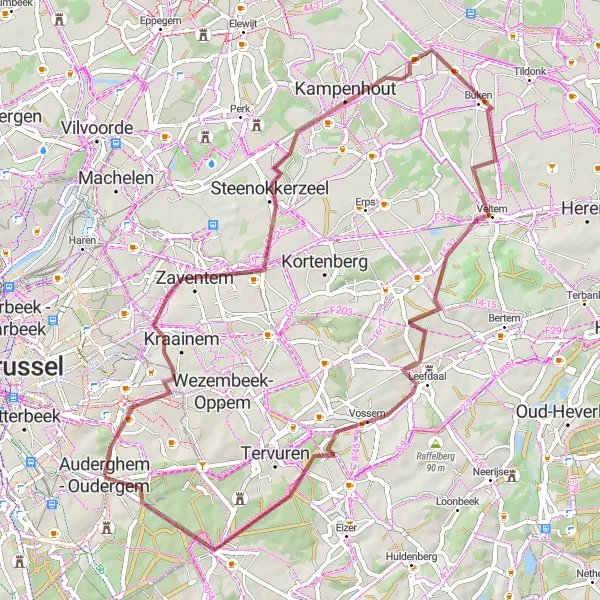 Map miniature of "Auderghem - Oudergem to Château de Val Duchesse - Kasteel Hertoginnedal" cycling inspiration in Région de Bruxelles-Capitale/ Brussels Hoofdstedelijk Gewest, Belgium. Generated by Tarmacs.app cycling route planner