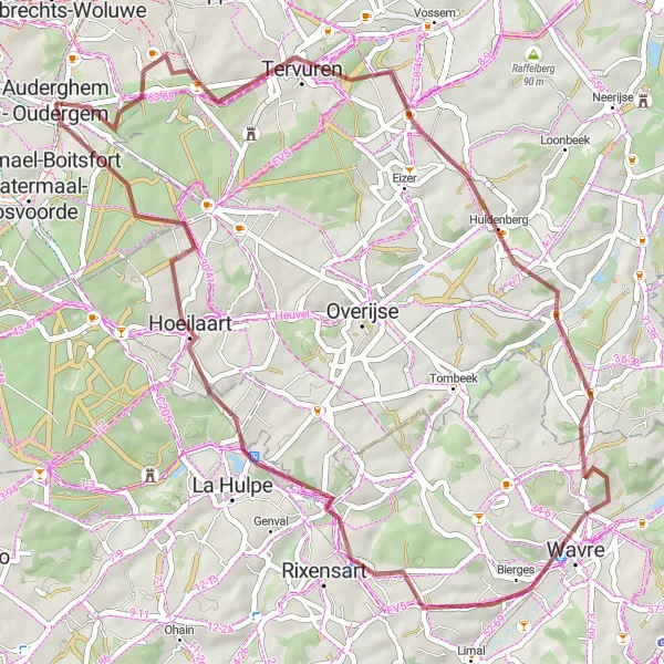 Miniatuurkaart van de fietsinspiratie "Tervuren naar Hoeilaart" in Région de Bruxelles-Capitale/ Brussels Hoofdstedelijk Gewest, Belgium. Gemaakt door de Tarmacs.app fietsrouteplanner