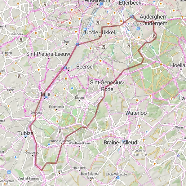 Karten-Miniaturansicht der Radinspiration "Historische Entdeckungen um Auderghem" in Région de Bruxelles-Capitale/ Brussels Hoofdstedelijk Gewest, Belgium. Erstellt vom Tarmacs.app-Routenplaner für Radtouren