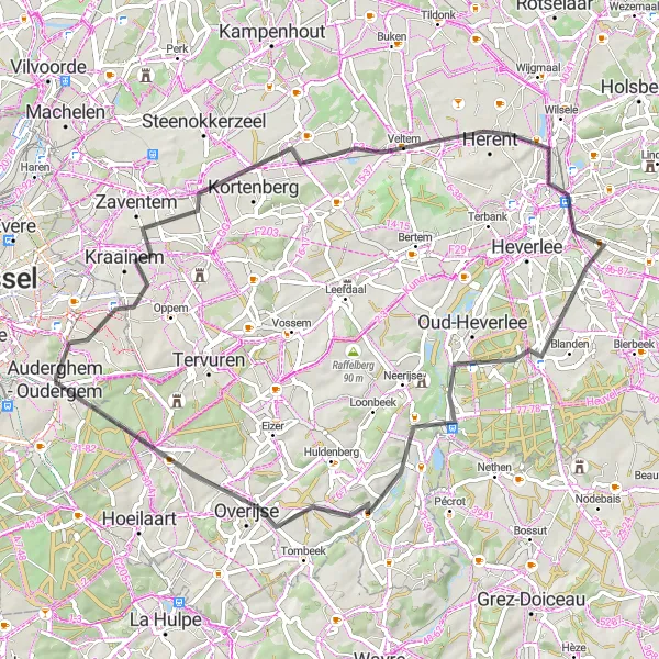 Miniatuurkaart van de fietsinspiratie "Fietsen naar Herent en Sint-Joris-Weert" in Région de Bruxelles-Capitale/ Brussels Hoofdstedelijk Gewest, Belgium. Gemaakt door de Tarmacs.app fietsrouteplanner
