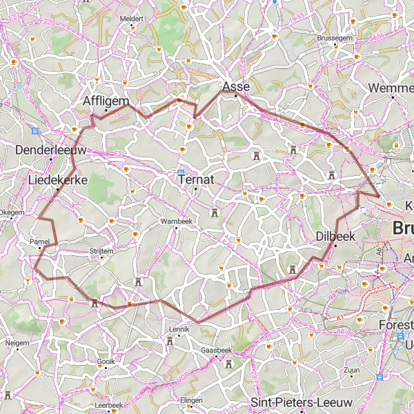 Karten-Miniaturansicht der Radinspiration "Erleben Sie die Natur rund um Lennik" in Région de Bruxelles-Capitale/ Brussels Hoofdstedelijk Gewest, Belgium. Erstellt vom Tarmacs.app-Routenplaner für Radtouren