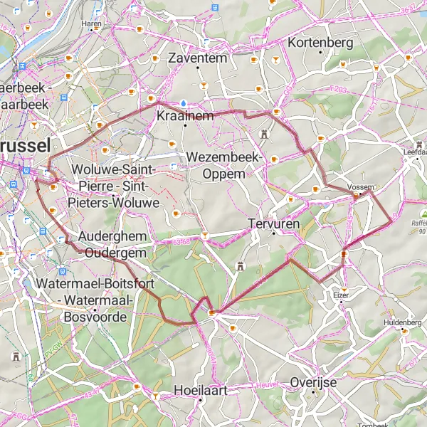 Karten-Miniaturansicht der Radinspiration "Kraainem und Vossem Radtour" in Région de Bruxelles-Capitale/ Brussels Hoofdstedelijk Gewest, Belgium. Erstellt vom Tarmacs.app-Routenplaner für Radtouren