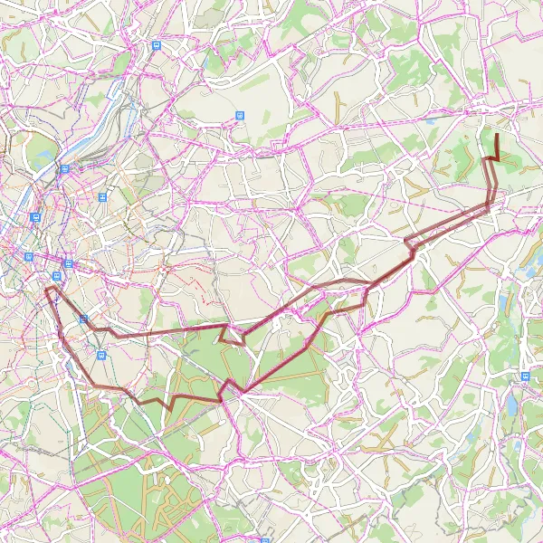 Miniatuurkaart van de fietsinspiratie "Gravel Route vanuit Ixelles" in Région de Bruxelles-Capitale/ Brussels Hoofdstedelijk Gewest, Belgium. Gemaakt door de Tarmacs.app fietsrouteplanner