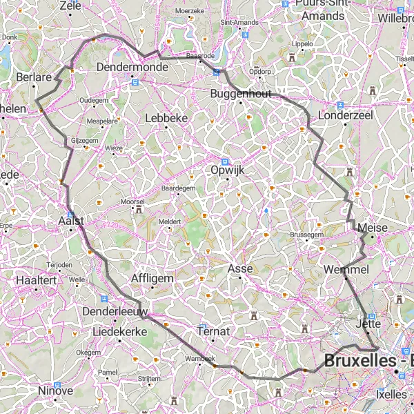Miniatuurkaart van de fietsinspiratie "Wegroute naar Aalst" in Région de Bruxelles-Capitale/ Brussels Hoofdstedelijk Gewest, Belgium. Gemaakt door de Tarmacs.app fietsrouteplanner