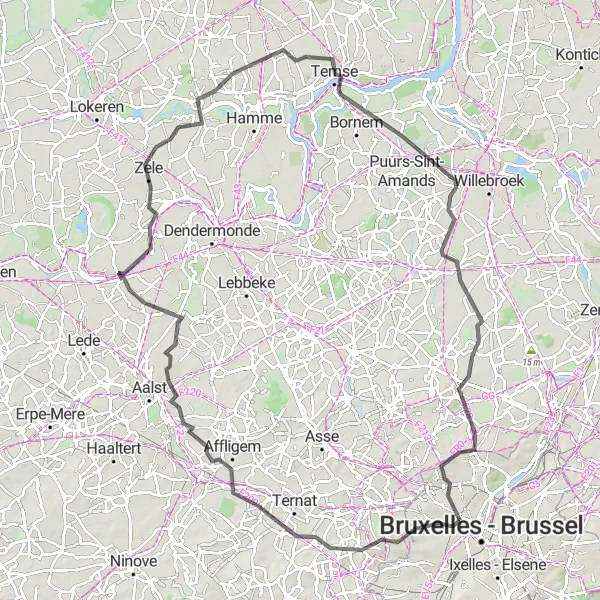 Map miniature of "Molenbeek-Saint-Jean - Puurs Adventure" cycling inspiration in Région de Bruxelles-Capitale/ Brussels Hoofdstedelijk Gewest, Belgium. Generated by Tarmacs.app cycling route planner