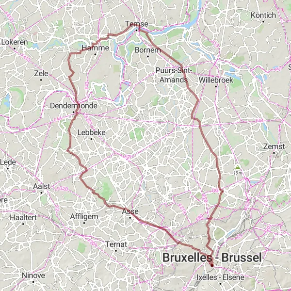 Karten-Miniaturansicht der Radinspiration "Epic Gravel-Tour durch Brüssels Umgebung" in Région de Bruxelles-Capitale/ Brussels Hoofdstedelijk Gewest, Belgium. Erstellt vom Tarmacs.app-Routenplaner für Radtouren