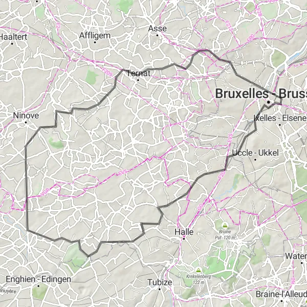 Karten-Miniaturansicht der Radinspiration "Landstraße rund um Brüssel" in Région de Bruxelles-Capitale/ Brussels Hoofdstedelijk Gewest, Belgium. Erstellt vom Tarmacs.app-Routenplaner für Radtouren