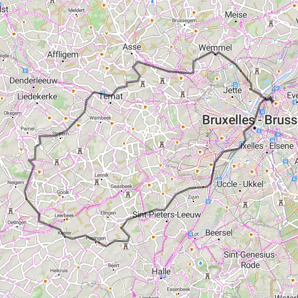 Miniatuurkaart van de fietsinspiratie "Wegroute door het groene hart van België" in Région de Bruxelles-Capitale/ Brussels Hoofdstedelijk Gewest, Belgium. Gemaakt door de Tarmacs.app fietsrouteplanner