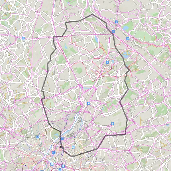 Map miniature of "Vilvoorde and Mechelen Circuit" cycling inspiration in Région de Bruxelles-Capitale/ Brussels Hoofdstedelijk Gewest, Belgium. Generated by Tarmacs.app cycling route planner