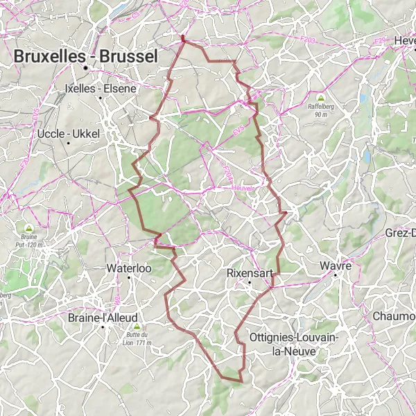 Map miniature of "Discovering Brussels' Natural Gems" cycling inspiration in Région de Bruxelles-Capitale/ Brussels Hoofdstedelijk Gewest, Belgium. Generated by Tarmacs.app cycling route planner