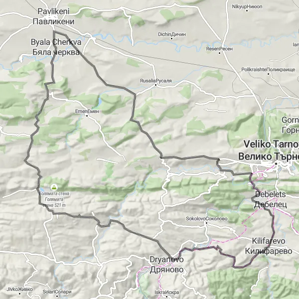 Map miniature of "Historical Sites and Mountain Views" cycling inspiration in Severen tsentralen, Bulgaria. Generated by Tarmacs.app cycling route planner