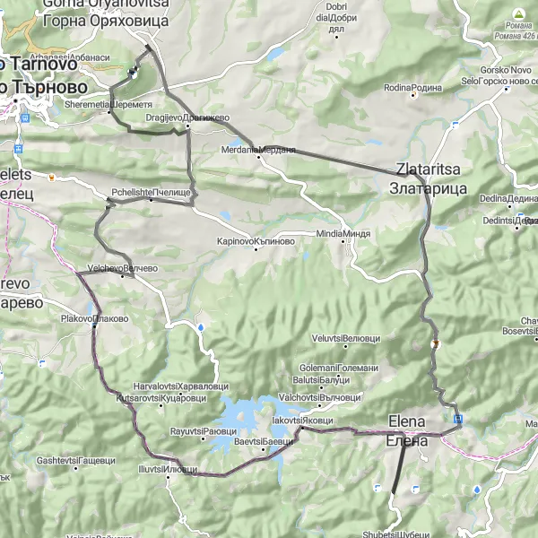 Map miniature of "The Eastern Loop" cycling inspiration in Severen tsentralen, Bulgaria. Generated by Tarmacs.app cycling route planner