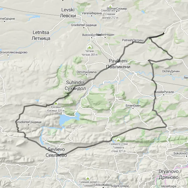 Map miniature of "Malki Varshets to Pavlikeni Loop" cycling inspiration in Severen tsentralen, Bulgaria. Generated by Tarmacs.app cycling route planner